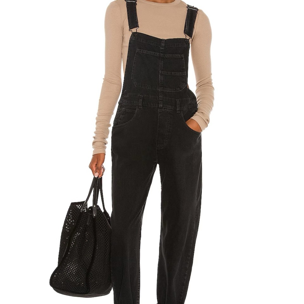 We The Free Black Denim Overalls Relaxed Fit
